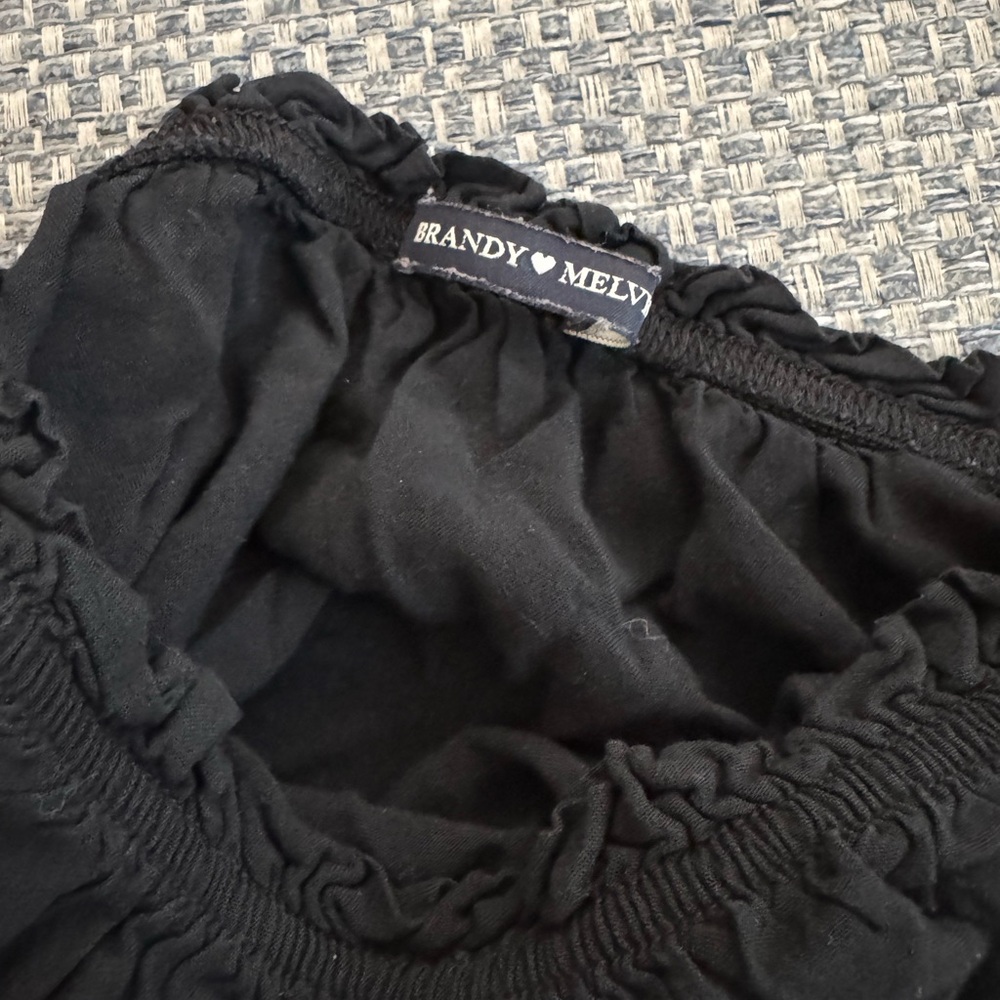 Brandy Melville Elegant Black Ruffle Top